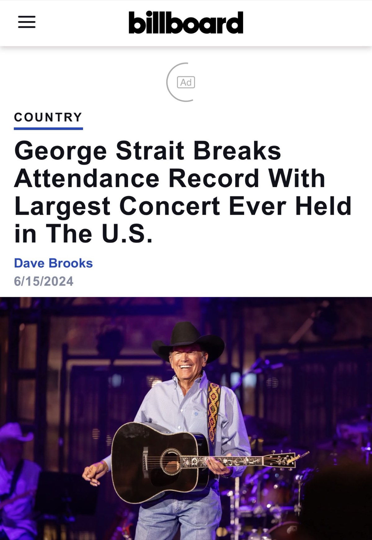 Billboard - George Strait breaks attendance record at Kyle Field